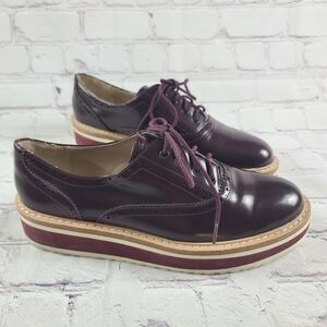 Zara Women's 39 / 8 Wing Tip Platform Tied Loafer Shoes Plum